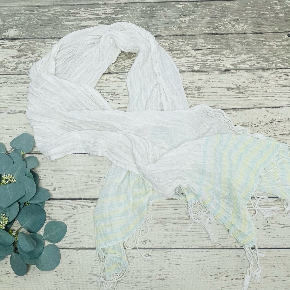 Subtle Luxury Spun Scarves Striped Fringe Scarf